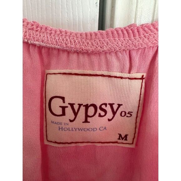 Gypsy 05 Pink Beige Silk Strapless Maxi Dress Boho Beach Resortwear Women's Med - Picture 6 of 7